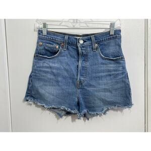Levi's Premium Ribcage Cut Off Jean Shorts Size 28 High Rise Button Fly Rave